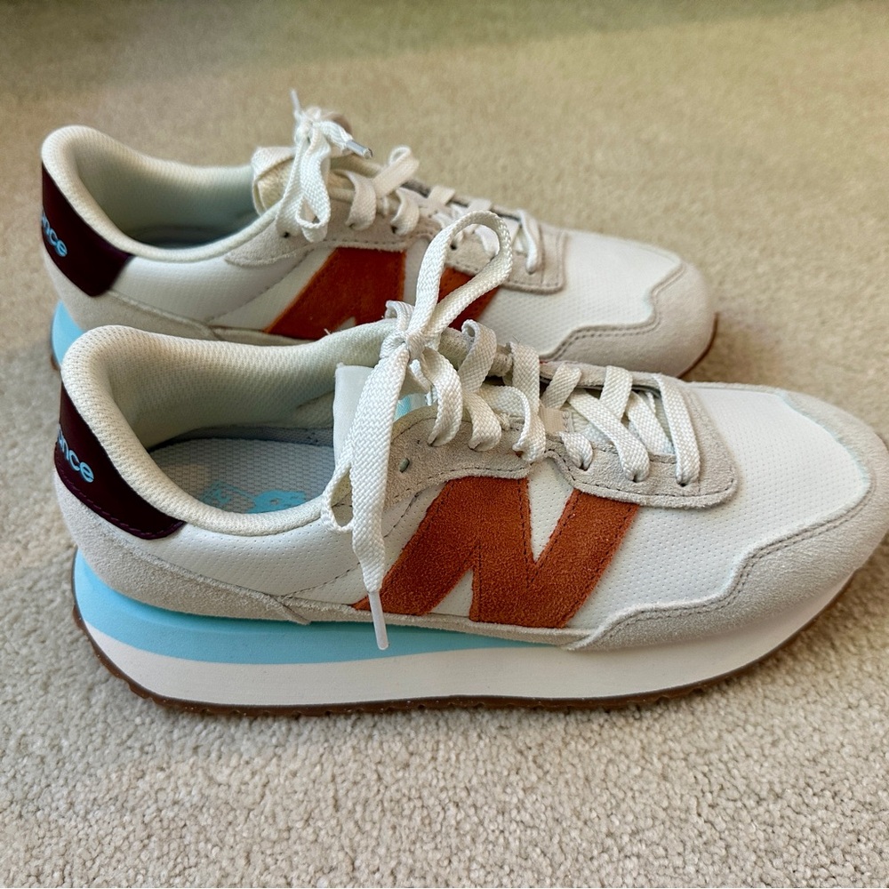 New Balance 237 White and Orange Sneakers